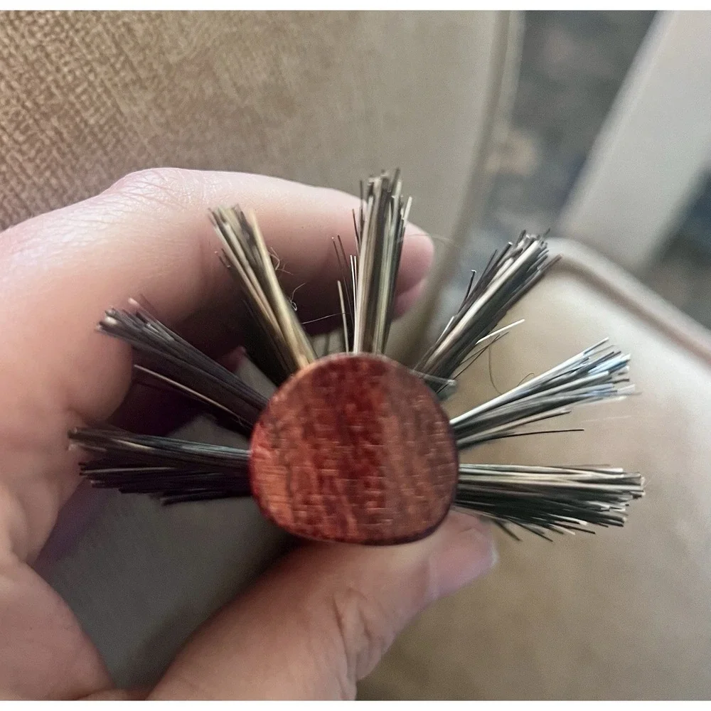Vintage FULLER Bristlecomb Hairbrush Wooden Nylon Bristles Half Round